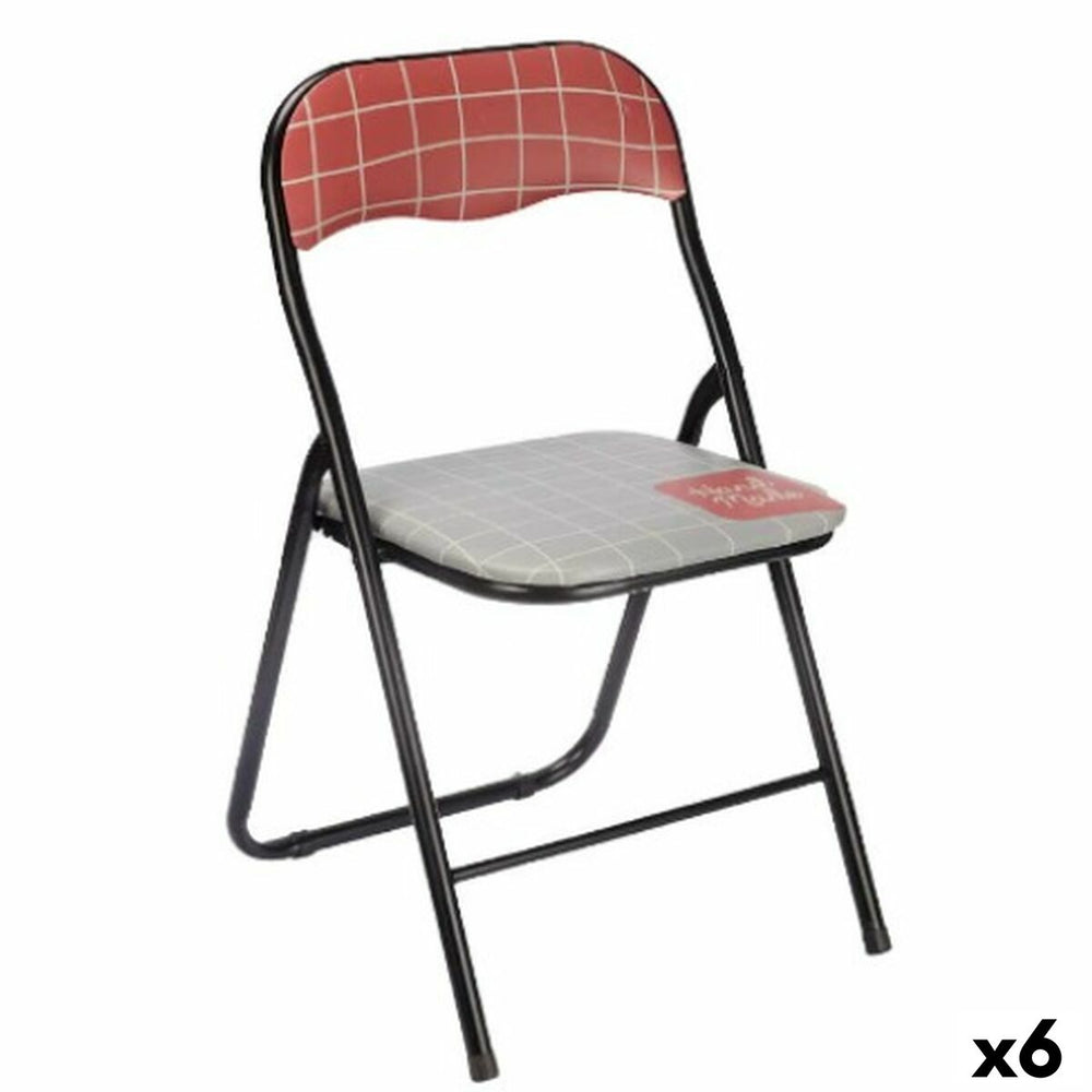 Folding Chair Gift Decor Hand Made Brown Black Grey Tile 43 x 46 x 78 cm 45 x 88 x 5 cm (6 Units)
