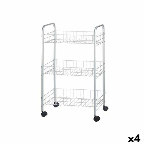 Carrello per Verdure Kinvara Argentato Argento Metallo polipropilene Plastica 37 x 27 x 62,3 cm 26,5 x 56 x 8,5 cm (4 Unità)