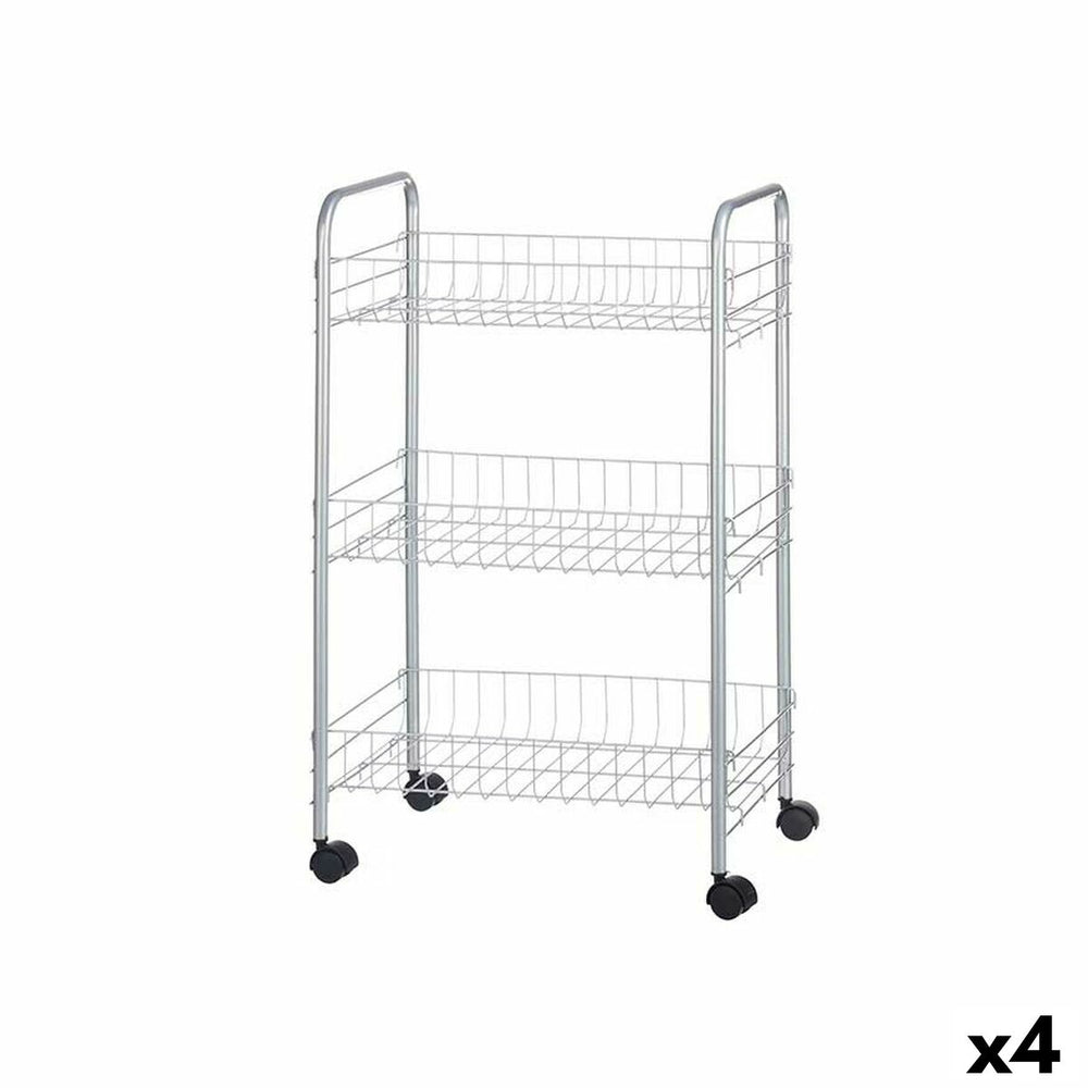 Vegetable trolley Kinvara Silver Metal polypropylene Plastic 37 x 27 x 62,3 cm 26,5 x 56 x 8,5 cm (4 Units)