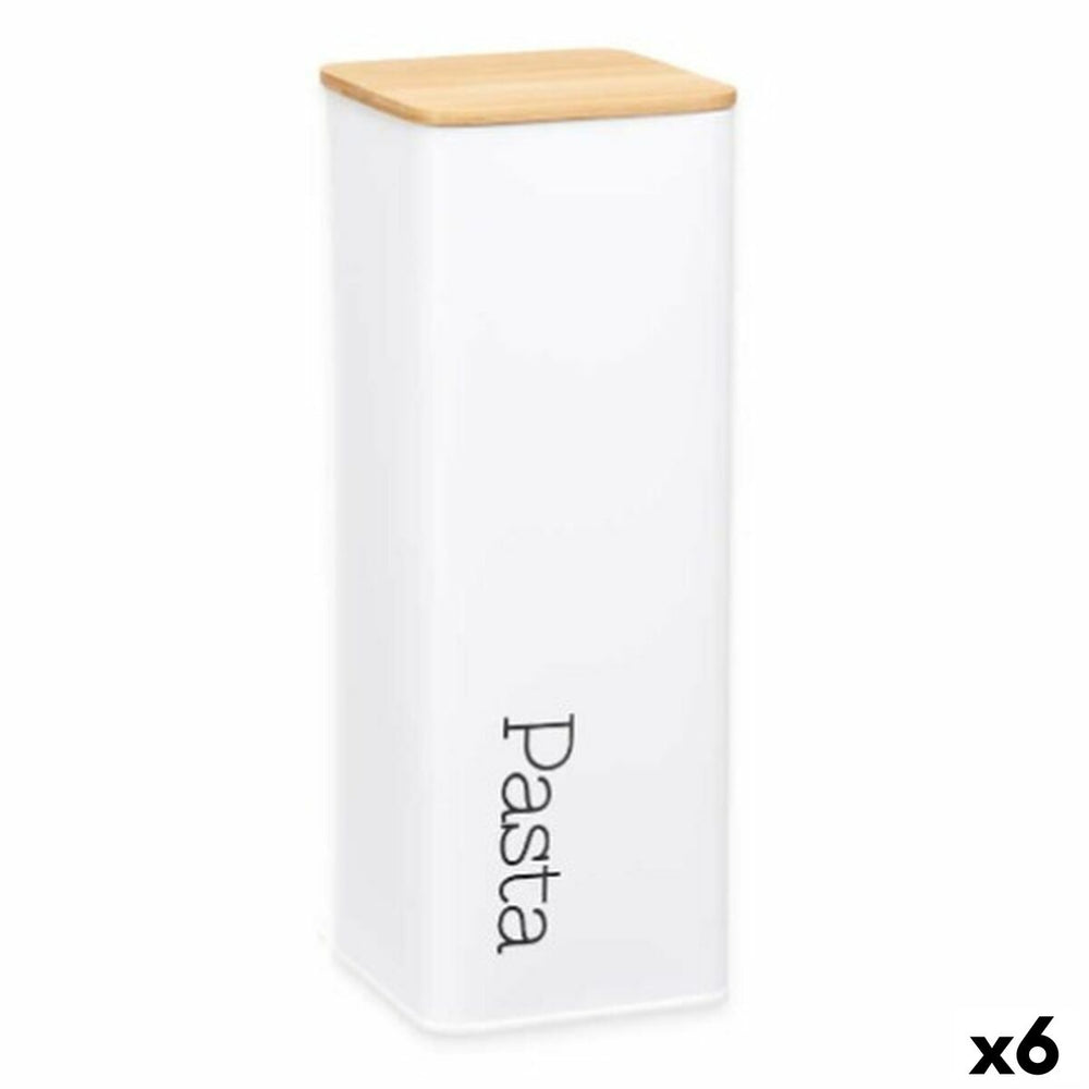 Barattolo in Metallo Kinvara Bianco Metallo 8 x 26,5 x 8 cm Pasta (6 Unità)