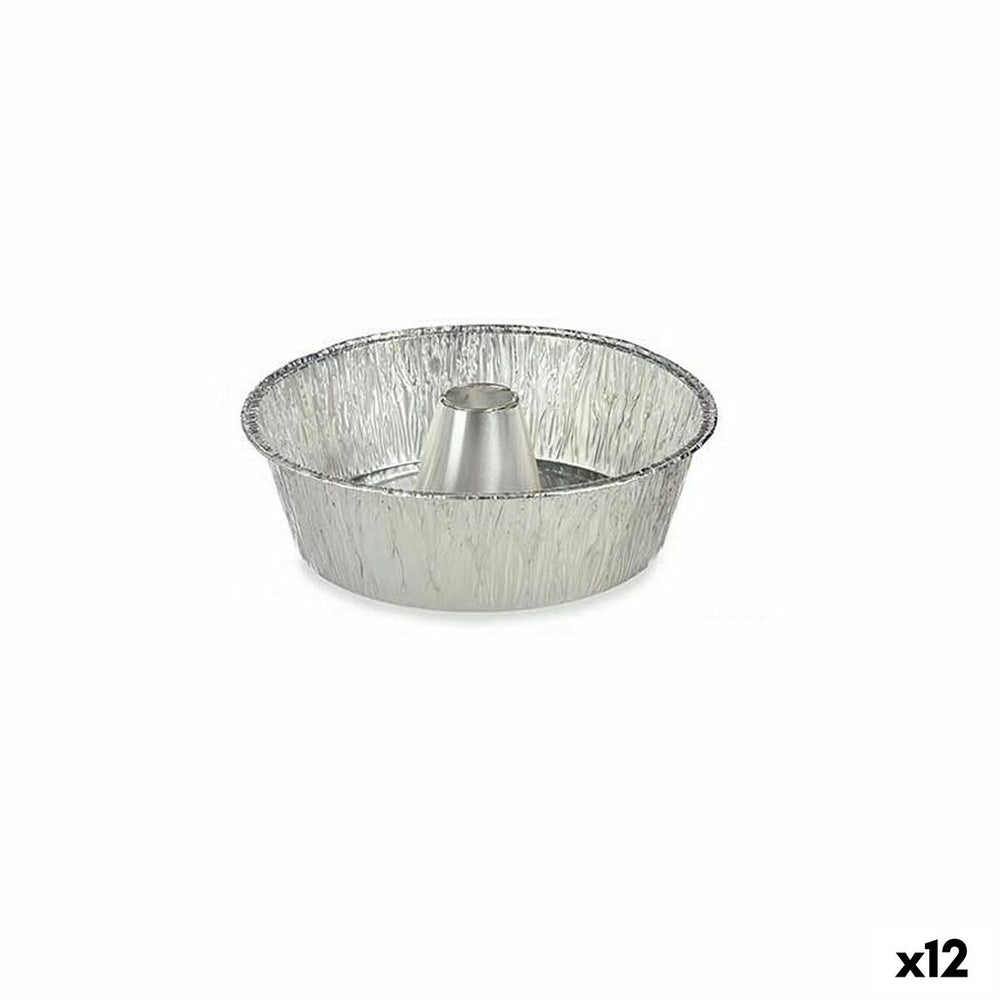 Stampo per Budino Kinvara Argentato Alluminio 25 x 7,7 x 25 cm Monouso Flan (12 Unità)