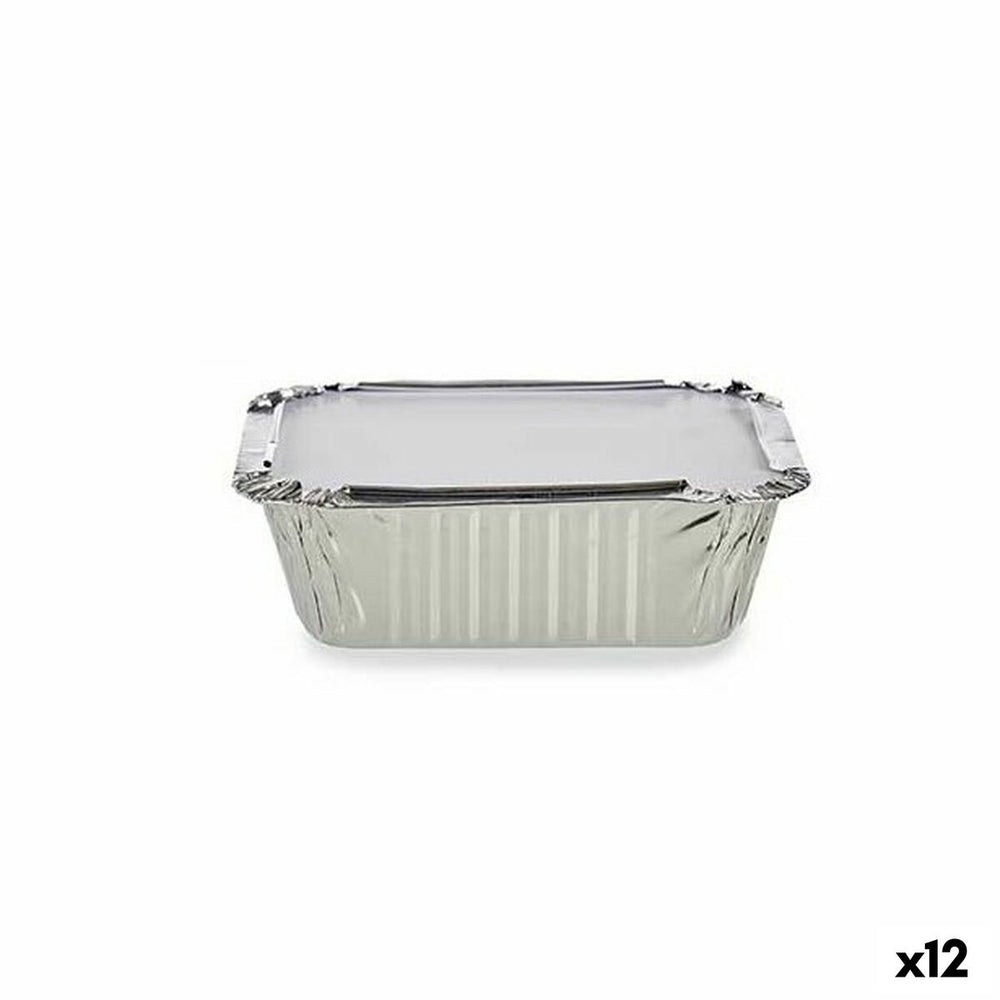Set di vassoi per Alimenti Kinvara Alluminio 14,5 x 7,5 x 12,5 cm Monouso Con coperchio (12 Unità)