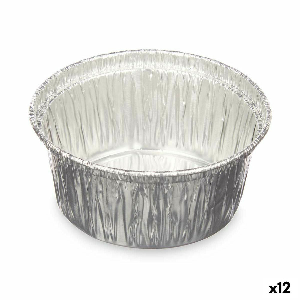 Stampo per Budino Kinvara Argentato Alluminio 8,5 x 8 x 8,5 cm Monouso Rotondo (12 Unità)