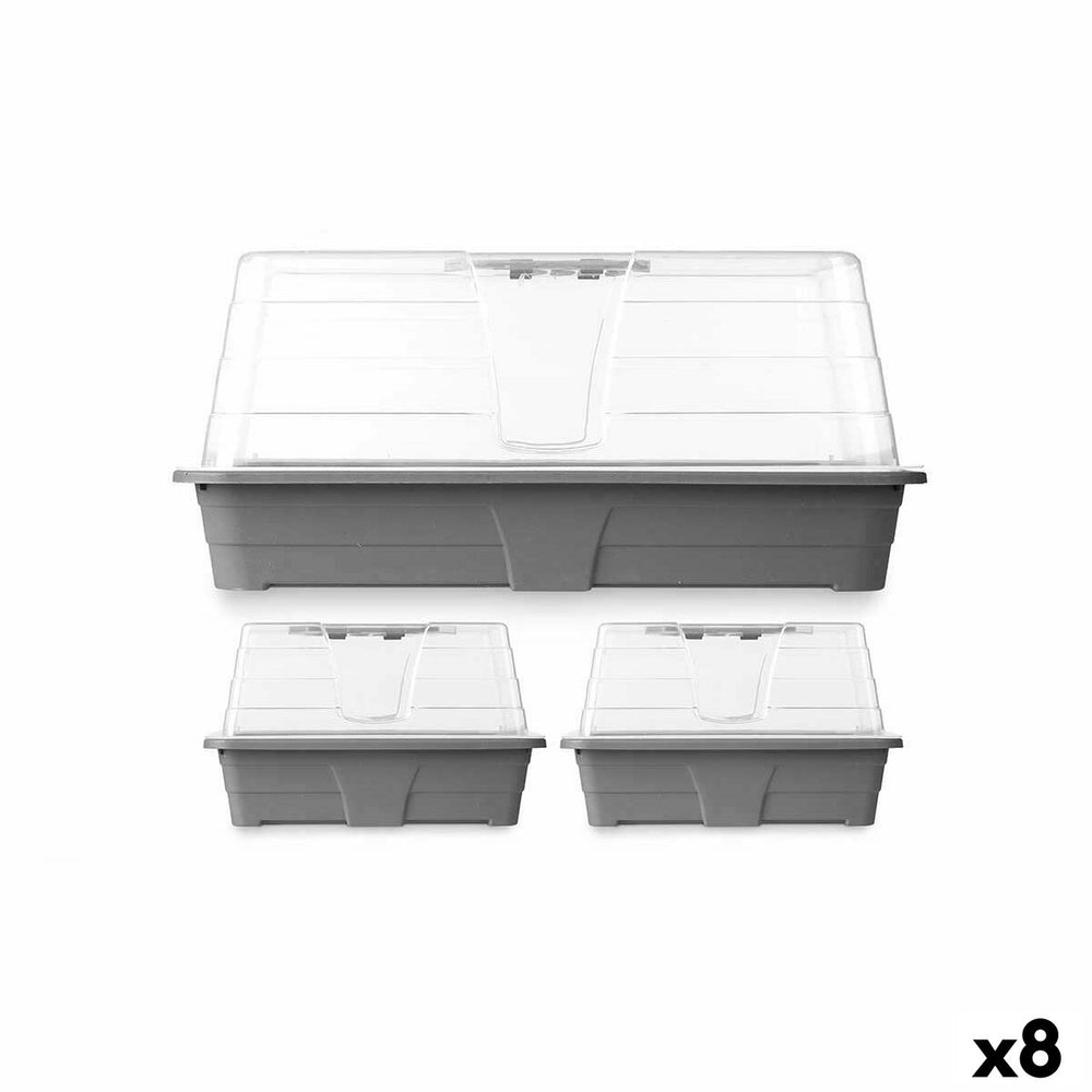 Greenhouse Set Ibergarden Grey Transparent Plastic 38,4 x 17 x 24 cm 38,4 x 18 x 24 cm 38,4 x 24,7 x 20 cm (8 Units)