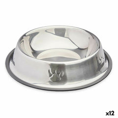 Ciotola per cani Mascow Grigio Argentato Gomma Metallo 26 x 7 x 26 cm 26 x 5,5 x 26 cm (12 Unità)