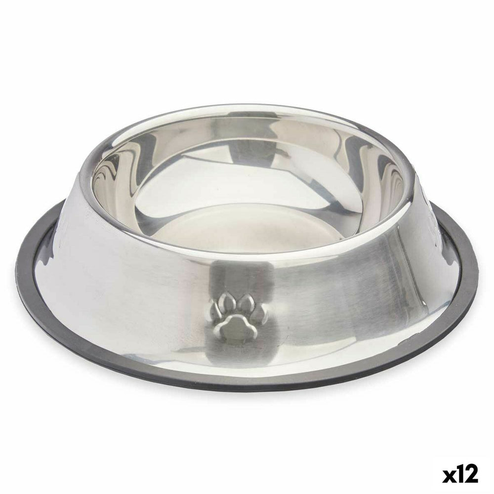Ciotola per cani Mascow Grigio Argentato Gomma Metallo 22 x 5 x 22 cm 22 x 6 x 22 cm (12 Unità)