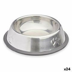 Ciotola per cani Mascow Grigio Argentato Gomma Metallo 15 x 4 x 15 cm 16 x 3,5 x 16 cm (24 Unità)