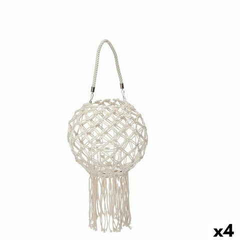 Farol Gift Decor JC18-19097PC Blanco Algodón Cristal Macramé 26 x 66 x 26 cm (4 Unidades)