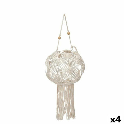 Farol Gift Decor JC20-24237PC Blanco Algodón Cristal Macramé 23 x 24 x 23 cm (4 Unidades)