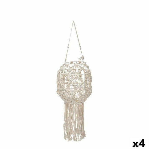 Farol Gift Decor JC20-24238PC Blanco Algodón Cristal Macramé 24 x 90 x 24 cm (4 Unidades)