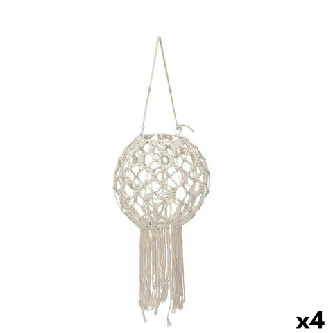 Farol Gift Decor JC23-27414PC Blanco Algodón Cristal Macramé 25 x 27 x 25 cm (4 Unidades)