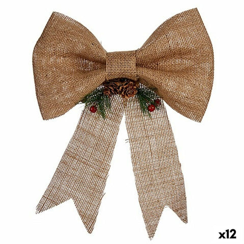 Decorazione Natalizia Krist+ 65584 Marrone Rosso Verde Fibra naturale 24 x 5 x 34 cm Fiocco (12 Unità)