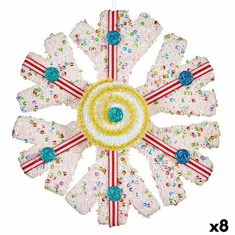 Decorazione Natalizia Krist+ 64815312 Bianco Rosso Fiocchi di neve 17 x 6 x 17 cm (8 Unità)