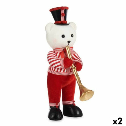 Decorazione Natalizia Krist+ D012131509-2WH Bianco Nero Rosso Orso Tromba 15 x 46 x 25 cm (2 Unità)