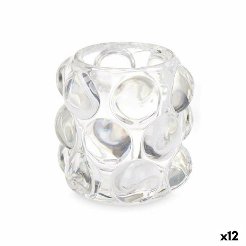 Portacandele Microsfere Trasparente Cristallo 8,4 x 9 x 8,4 cm (12 Unità)