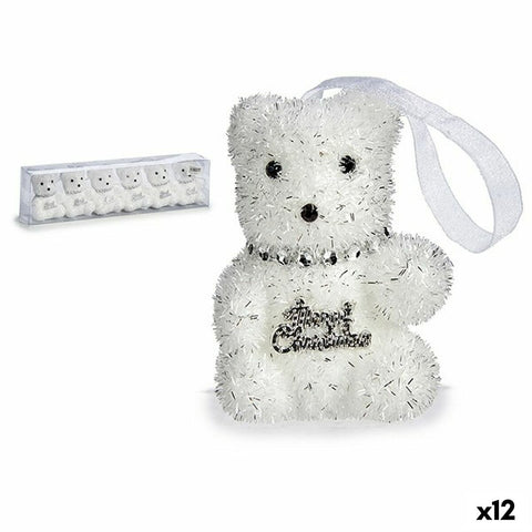 Set di Addobbi di Natale Krist+ 00534 Bianco Argentato Orso 5,5 x 7 x 5,5 cm (12 Unità)