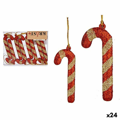 Set di Addobbi di Natale Krist+ 00543-2 Rosso Dorato Plastica Bastone 6,5 x 1 cm 8 Pezzi (24 Unità)