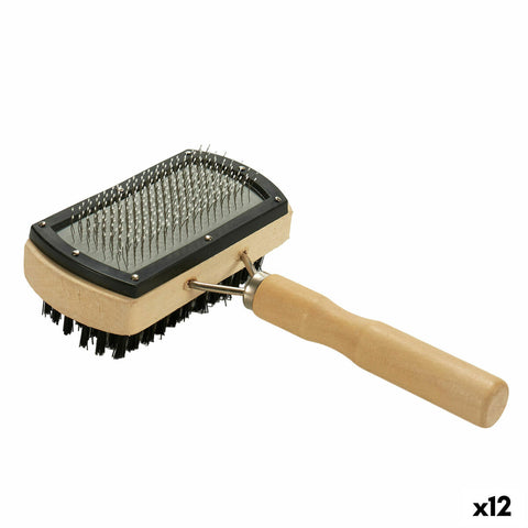 Cepillo para Perros Mascow Marrón Gris 10 x 17 x 5 cm Doble (12 Unidades)