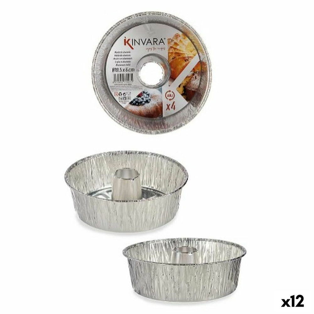 Set di Stampi da Pasticceria Kinvara Argentato Alluminio 19,5 x 7 x 19,5 cm 19,5 x 19,5 x 6 cm 4 Pezzi (12 Unità)