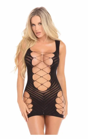 Mini Abito Sexy con Intrecci e Dettagli Audaci