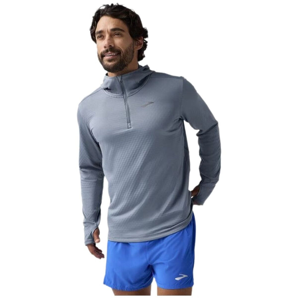 Felpa con Cappuccio Uomo Brooks Notch Thermal 3.0 Grigio chiaro