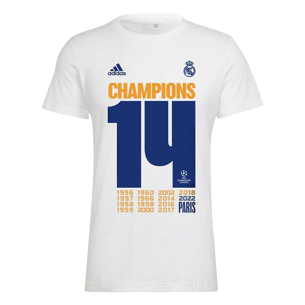 Maglia a Maniche Corte Uomo Real Madrid C.F. Champions 2022 Bianco