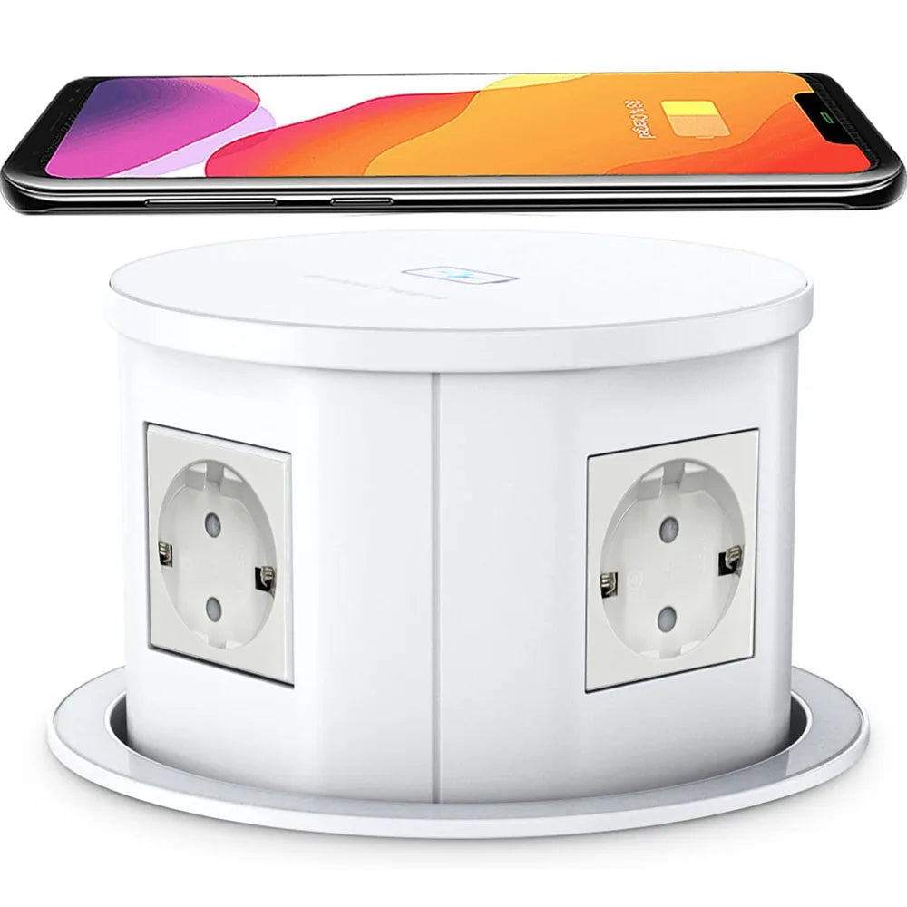 Presa a Scomparsa Manuale con Ricarica Wireless e USB-C