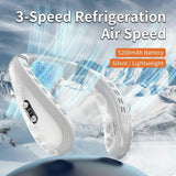 Ventilatore da collo portatile ricaricabile da 5200 mAh con 3 velocità, silenzioso, display digitale a LED,