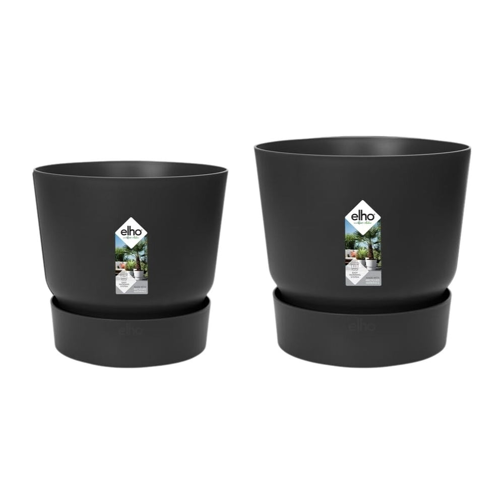 Set di Vasi Elho Nero Plastica Rotondo 2 Pezzi