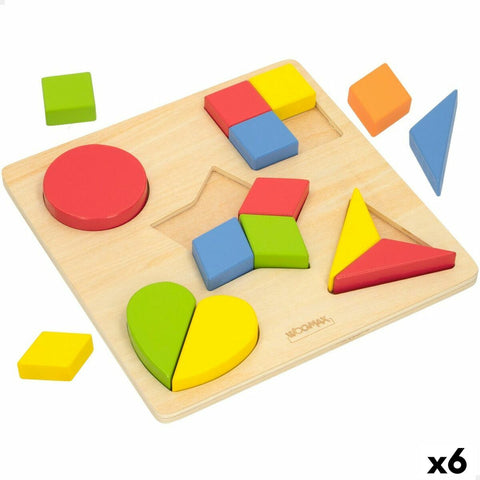 Puzzle di Legno per Bambini Woomax Forme + 12 Mesi 16 Pezzi (6 Unità)