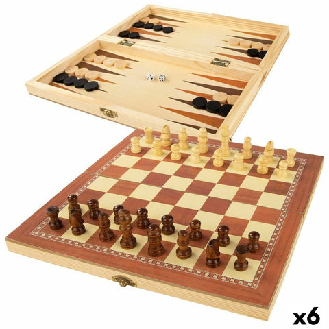 Chess and Checkers Board CB Games Wood Backgammon (6 Units)