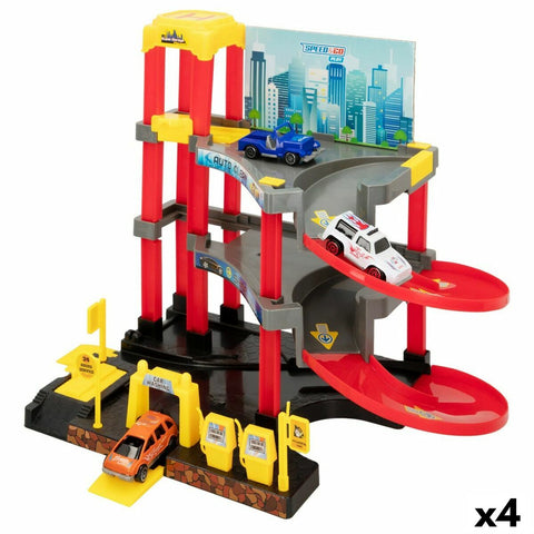 Parcheggio con Veicoli Speed & Go 37 x 29 x 25 cm (4 Unità)