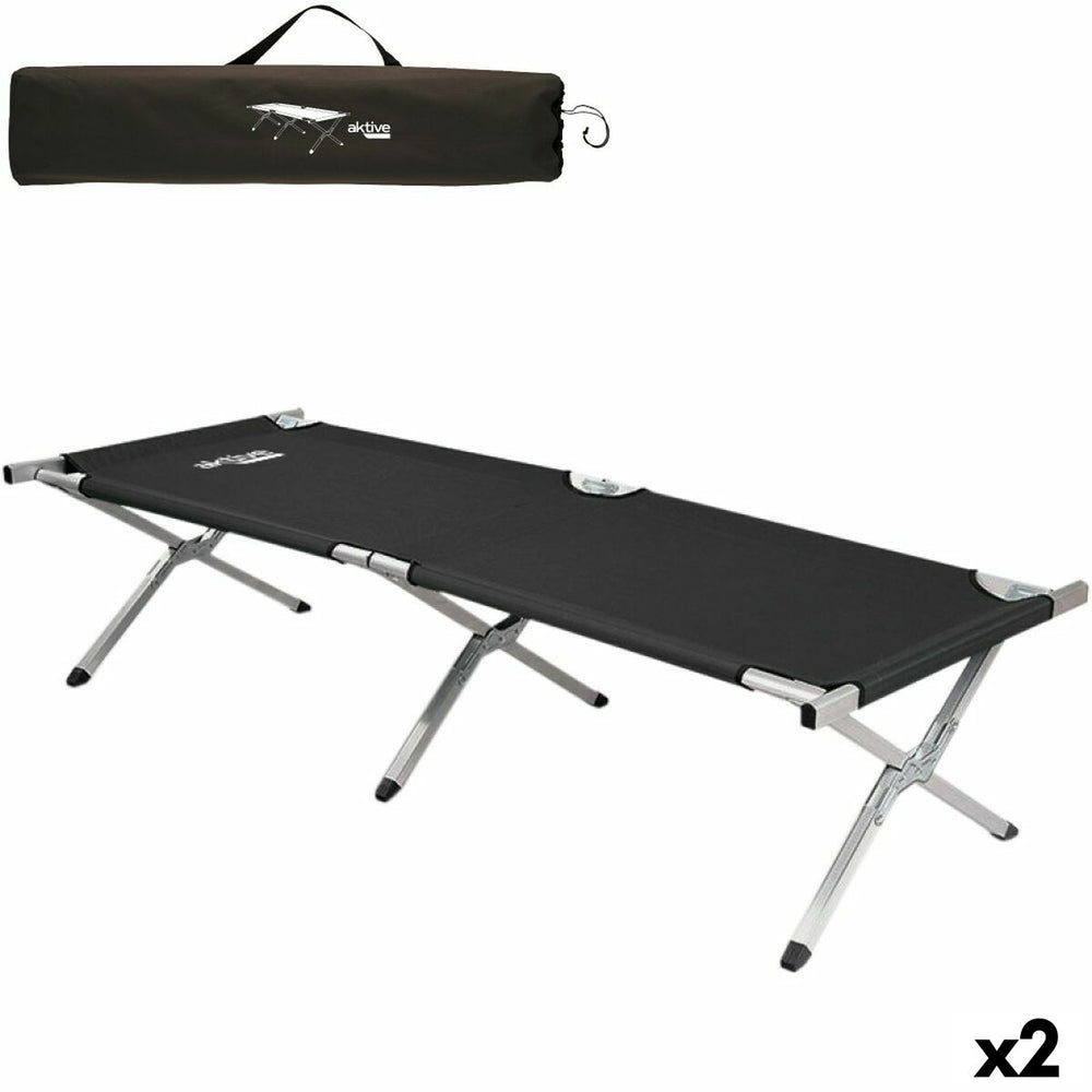 Letto da campeggio Aktive Nero 190 x 42 x 64 cm Pieghevole (2 Unità)
