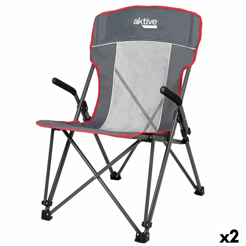 Sedia da Campeggio Pieghevole Aktive Grigio 59 x 97 x 68 cm (2 Unità)