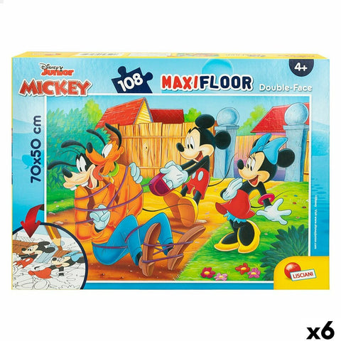Puzzle per Bambini Mickey Mouse Double-face 108 Pezzi 70 x 1,5 x 50 cm (6 Unità)