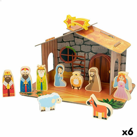 Christmas nativity set Woomax Wood Cardboard 22 x 16 x 12 cm 11 Pieces