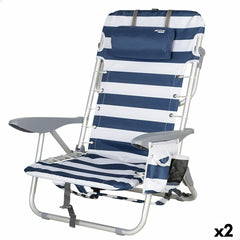 Sedia da Spiaggia Aktive Azzurro Bianco 50 x 76 x 45 cm (2 Unità)