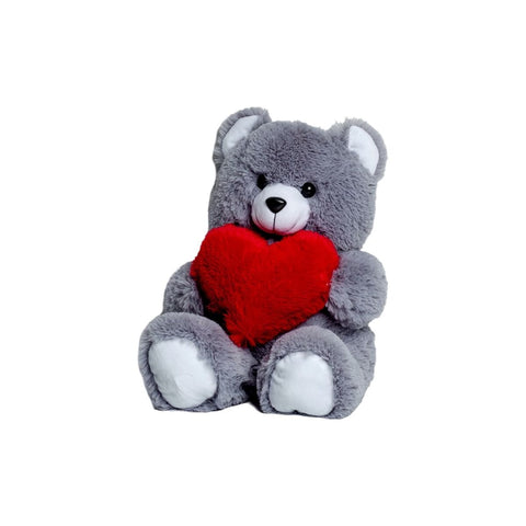 Orsetto di Peluche GO GIFT FRANK 50 GR Grigio Stoffa Cuore 50 cm