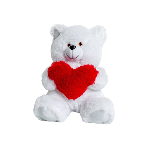 Orsetto di Peluche GO GIFT FRANK 50 WH Bianco Stoffa Cuore 50 cm