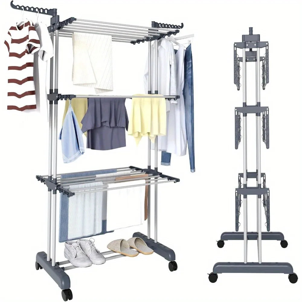 Stendibiancheria Extra Large a 4 Livelli con Ruote