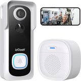ieGeek Videocitofono wireless con suoneria, videocamera per campanello HD 2K