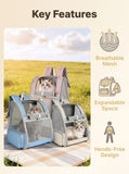 Trasportino espandibile per gatti e cani di piccola misura, Zaino da viaggio in rete traspirante con design ergonomico,