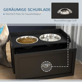 Stazione di alimentazione, 2 ciotole (2 litri ciascuna), in acciaio inox, con cassetto, per cani di taglia grande