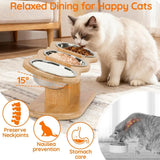 Set 3 Ciotole Rialzate per Cani e Gatti con Supporto in Legno