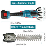 HGTUGO Tagliasiepi e Tagliaerba 2 in 1 a Batteria