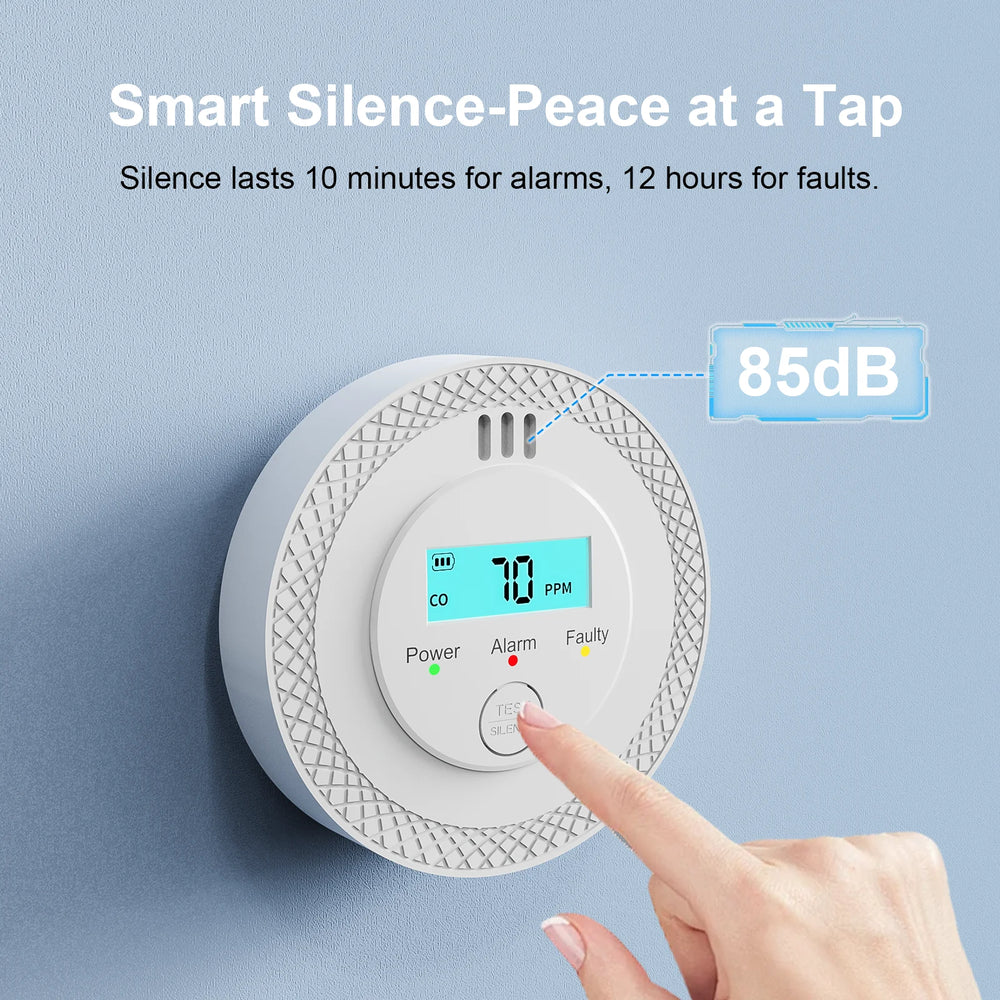 8 rilevatori di monossido di carbonio con display LCD, alimentati a batteria, rilevamento di precisione CO per casa, cucina, stufe a carbone, bagno.
