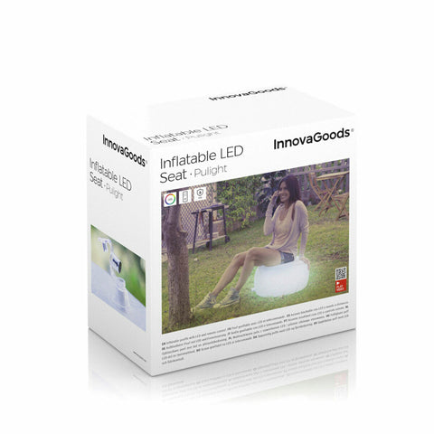 Pouf Gonfiabile con LED Multicolor e Telecomando InnovaGoods Bianco (Ricondizionati A)