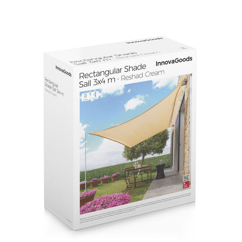 Tenda Parasole a Vela Rettangolare Reshad InnovaGoods   Beige 3 x 4 m (Ricondizionati A)