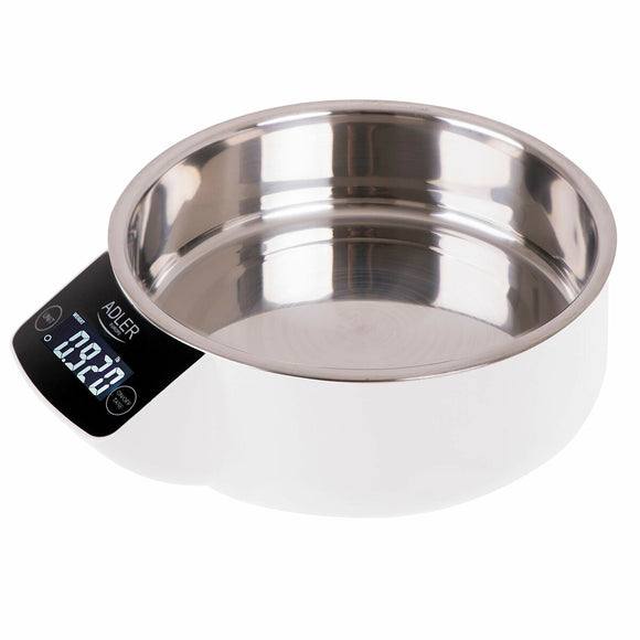 Bilancia da cucina digitale Adler 5 kg con ciotola in acciaio inox e display LED per misurazioni precise