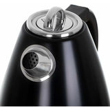 Bollitore elettrico acciaio inox nero con manico ergonomico e beccuccio per versare facilmente